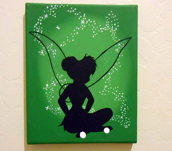 570x500 Disney Tinkerbell Acrylic Canvas Painting 8x10 - Tinkerbell Painting