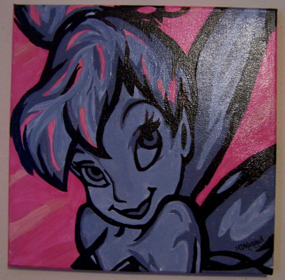 570x560 Original Tinkerbell Acrylic Painting 12 X 12 - Tinkerbell Painting