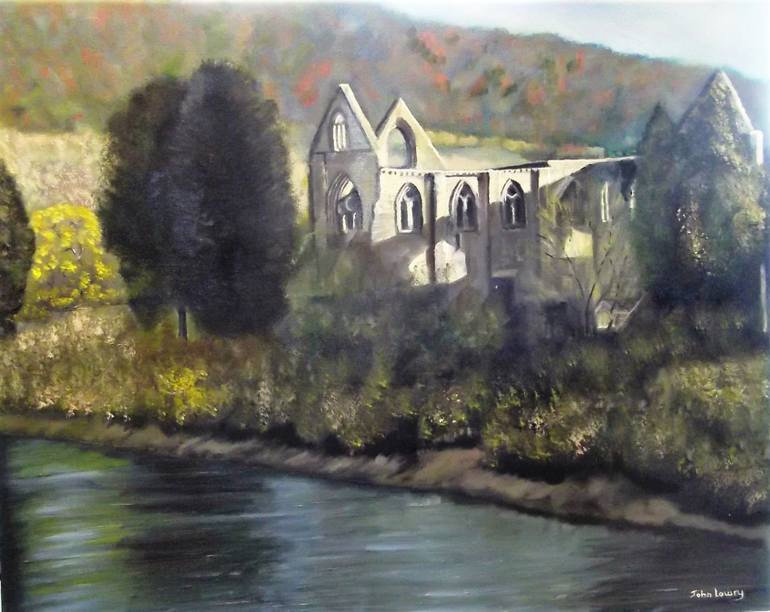 770x612 Saatchi Art Tintern Abbey Nr Chepstow, Wales. Painting By John Lowry - Tintern Abbey Painting