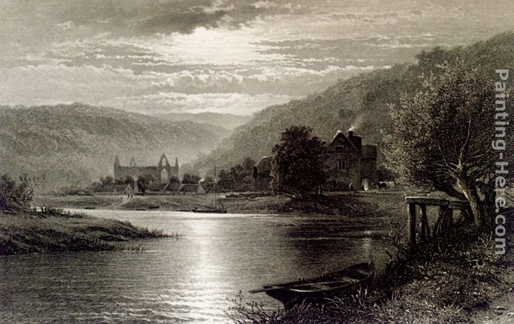 720x454 Thomas Sidney Cooper Tintern Abbey, Moonlight On The Wye Painting - Tintern Abbey Painting