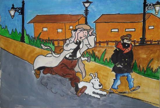 550x371 Tintin Painting By Arnav Dulal Ghosh - Tintin Painting