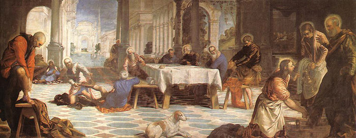 700x271 Oil Painting Reproduction Of Tintoretto Christ Washing The Feet - Tintoretto Painting