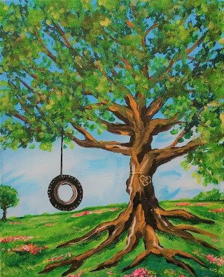 320x396 Tree With Tire Swing Your Own Name On The Tree My Paint - Tire Swing Painting