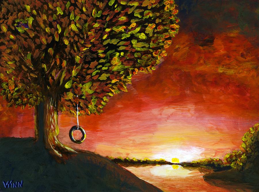 900x668 The Tire Swing Painting By Brett Winn - Tire Swing Painting