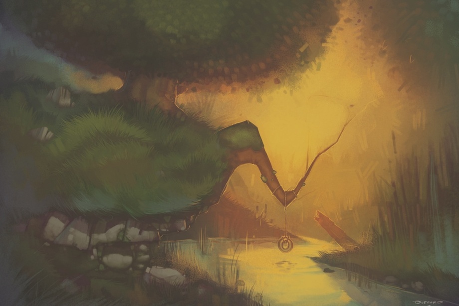 920x613 Tire Swing, An Art Print By Danny Dufford - Tire Swing Painting