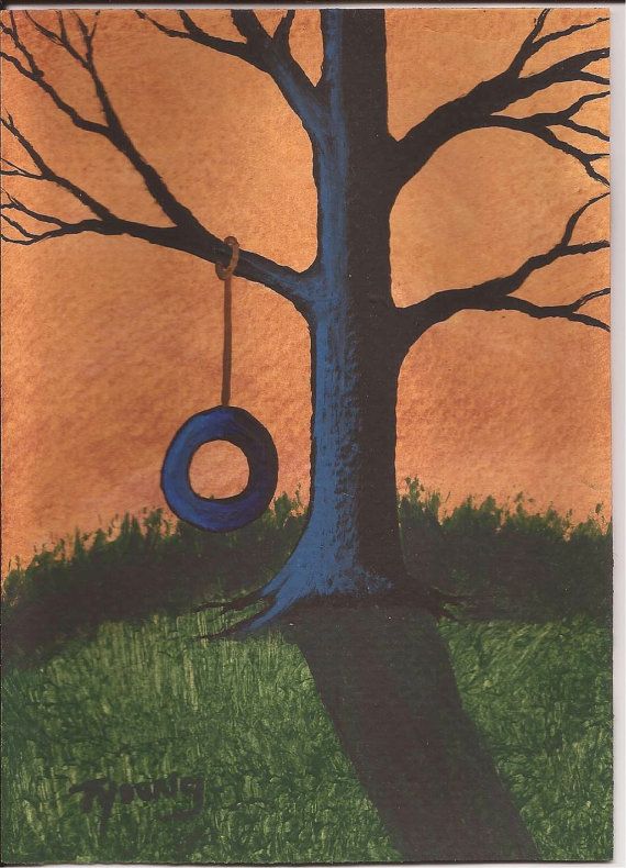 570x790 Tire Swing Modern Original Art Painting By Todd By Toddyoungart - Tire Swing Painting