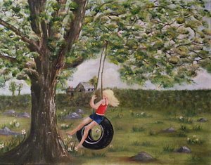 300x235 Tire Swing Paintings - Tire Swing Painting