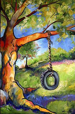 257x389 Old Oak Tire Swing - Tire Swing Painting
