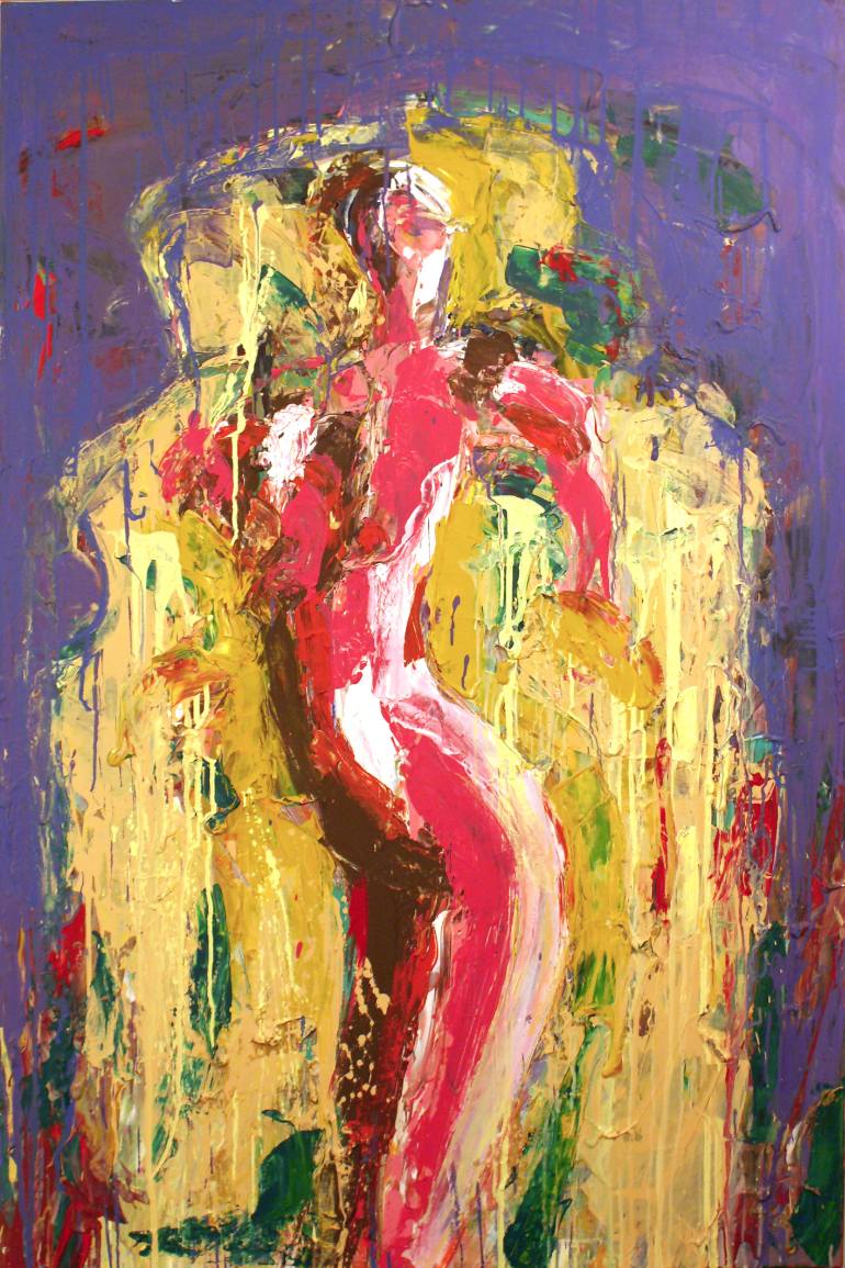 770x1155 Saatchi Art Woman On The Yellow Tissue Painting By Pawel Wojtak - Tissue Painting