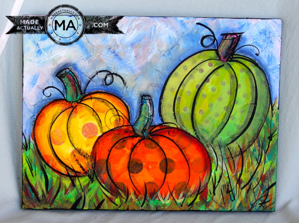 1024x762 Tissue Paper Pumpkins On Canvas - Tissue Painting
