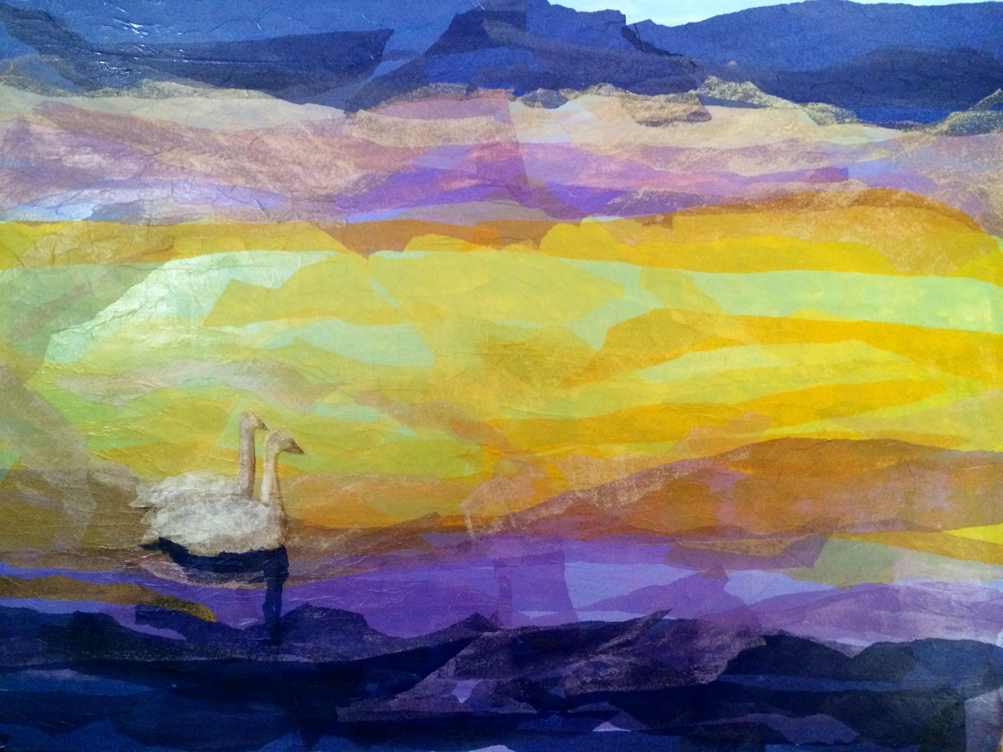 3264x2448 Tissue Painting (Or Layering) Canvas, Swans - Tissue Painting