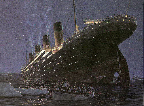 500x369 Titanic (Painting) About To Go Down The Ship Began Its - Titanic Painting