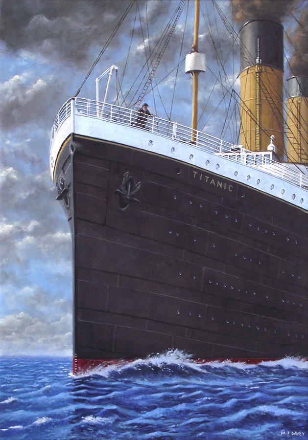 629x900 Titanic At Sea Full Speed Ahead Painting By Martin Davey - Titanic Painting