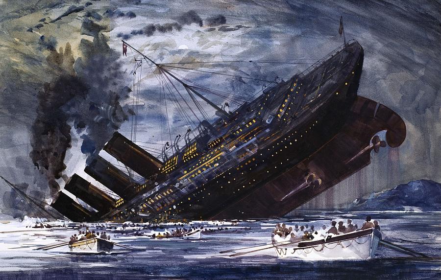 900x572 The Sinking Of The Titanic Painting By Graham Coton - Titanic Sinking Painting