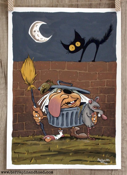 539x740 Rats And Cats And Garbage Cans, Gouache Painting, Art For Children - Toad Painting