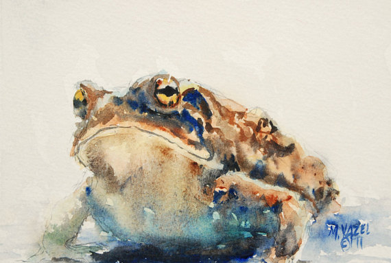 570x383 Toad From My Garden Fine Art Print Of My Original Water Color - Toad Painting