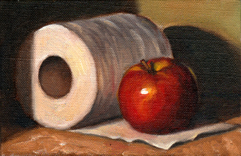 350x227 Painting A Day T. J. Murphy Apple With Toilet Roll - Toilet Painting