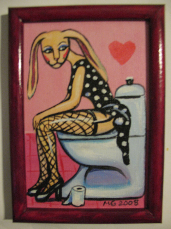 570x762 Party Girl Pink Toilet Art Original Painting - Toilet Painting