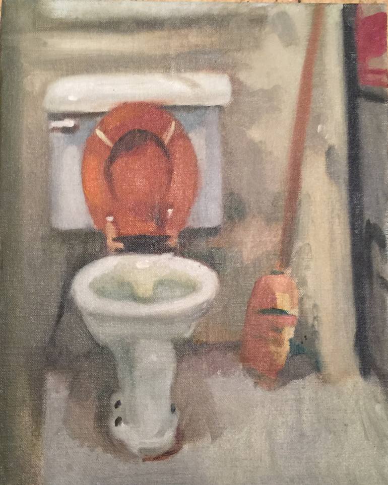 770x963 Saatchi Art Toilet Seat Up Painting By Dorian Allworthy - Toilet Painting