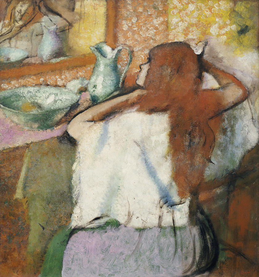 841x900 Woman At Her Toilet Painting By Edgar Degas - Toilet Painting