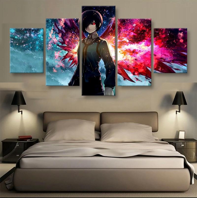 800x804 Unframed 5 Panels Modern Canvas Paintings Tokyo Ghoul Hanging Wall - Tokyo Ghoul Painting