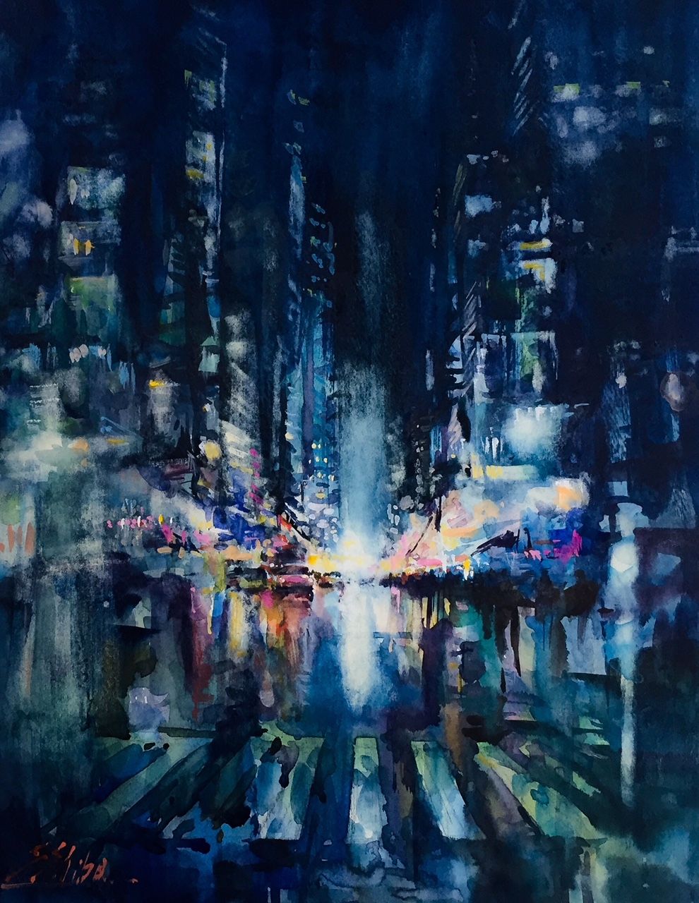 990x1280 Neon Tokyo Watercolor Painting And Photography Steemit - Tokyo Painting