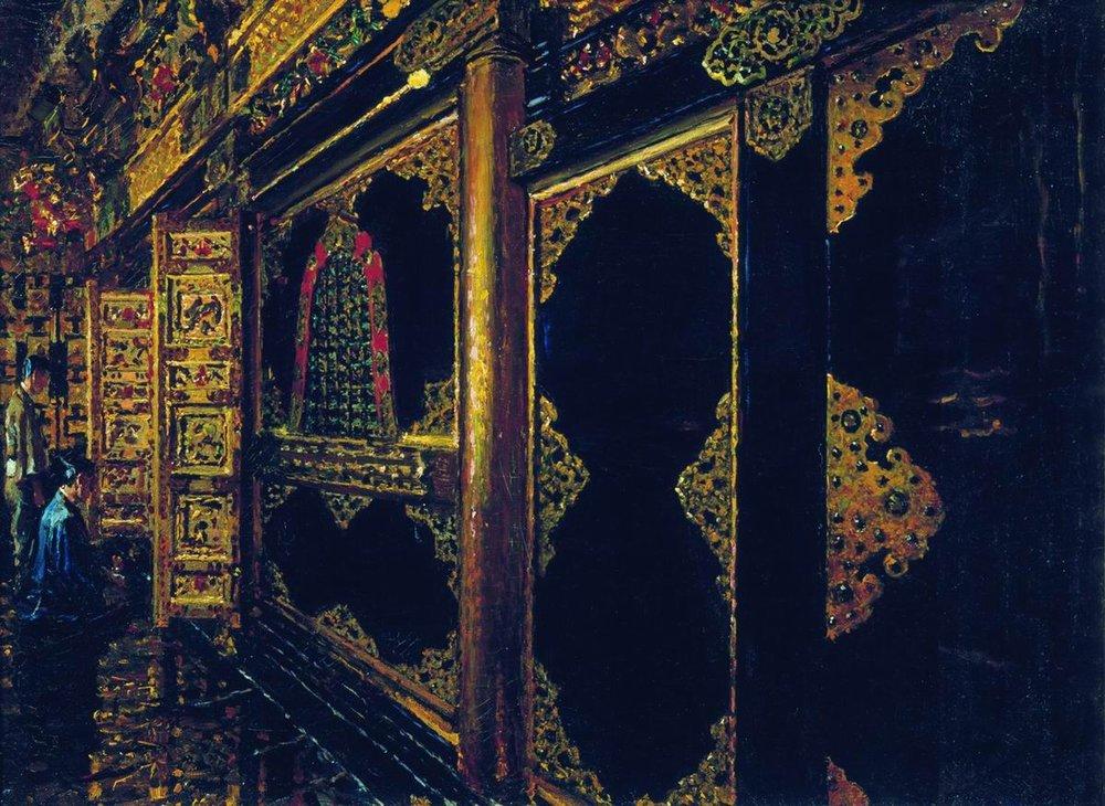 1000x730 Temple In Tokyo 1871 1873 Painting Vasily Vereshchagin Oil Paintings - Tokyo Painting