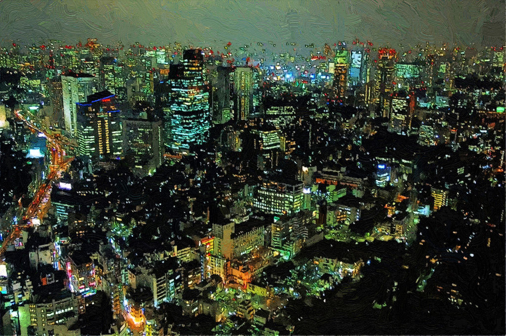 1024x680 Tokyo Skyline 2 By T Douglas Painting - Tokyo Painting