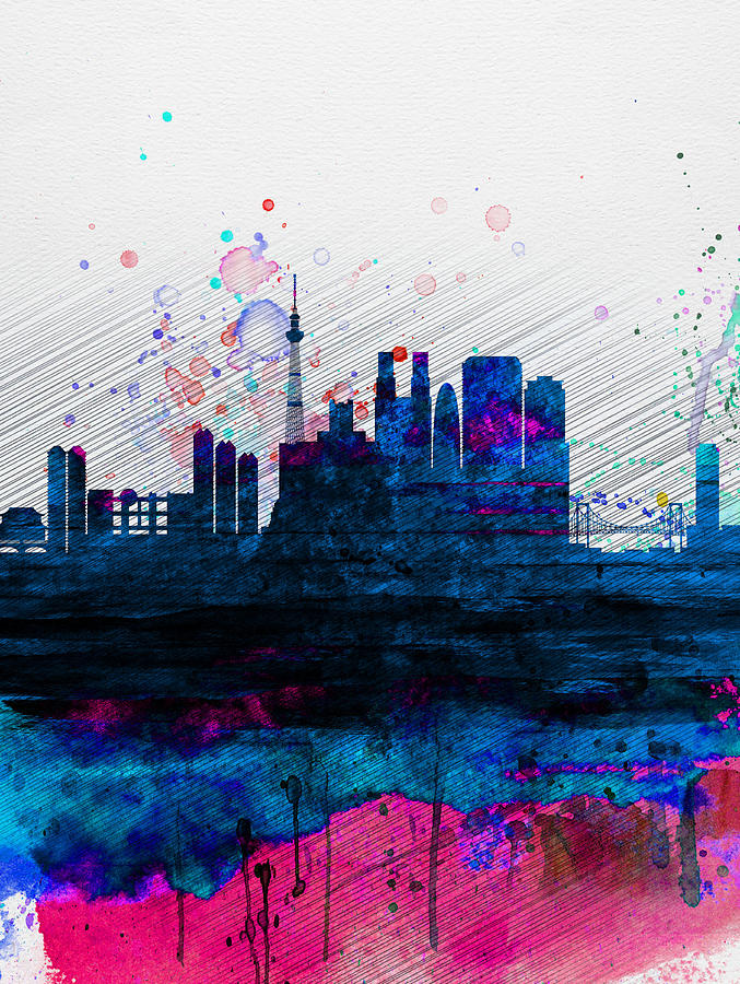 677x900 Tokyo Watercolor Skyline 2 Painting By Naxart Studio - Tokyo Painting