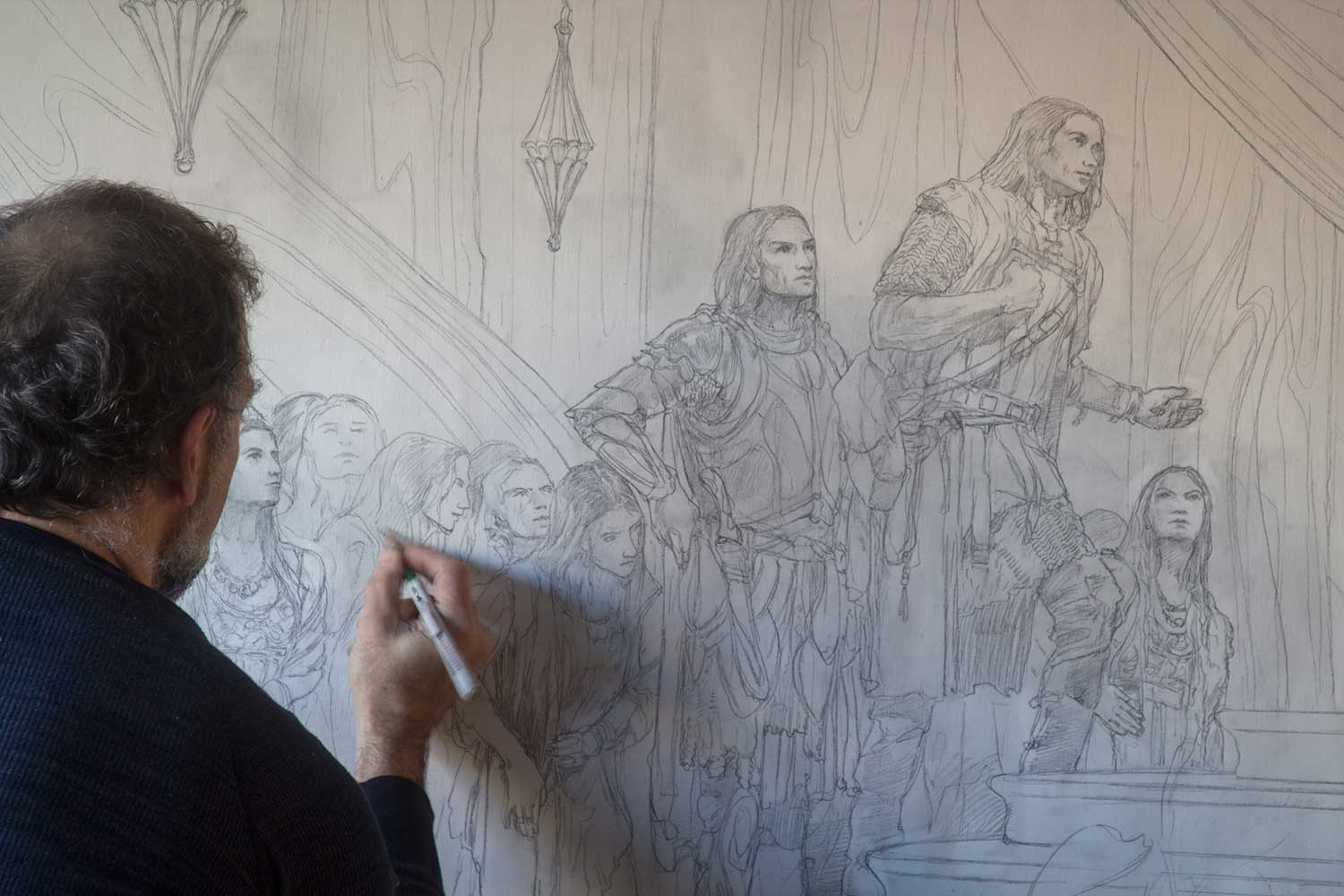 1500x1000 Tolkien Art Beren And Luthien In The Court Of Thingol And Melian - Tolkien Painting