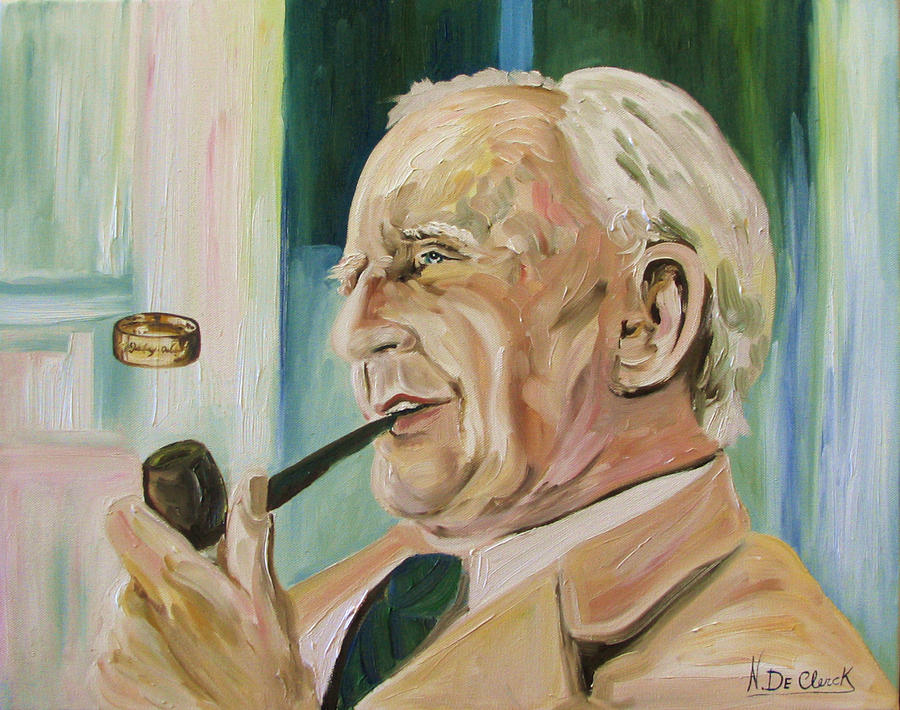 900x710 J.r.r. Tolkien Painting By Nicole Declerck - Tolkien Painting