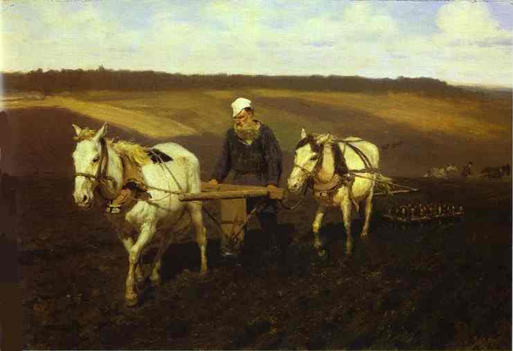 741x507 Portrait Of Leo Tolstoy As A Ploughman On A Field 1887 Painting - Tolstoy Painting