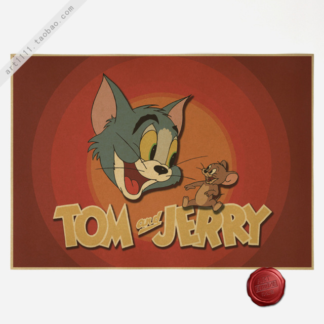 640x640 Tom And Jerry Nostalgia Vintage Kraft Paper Cartoon Movies Poster - Tom And Jerry Painting