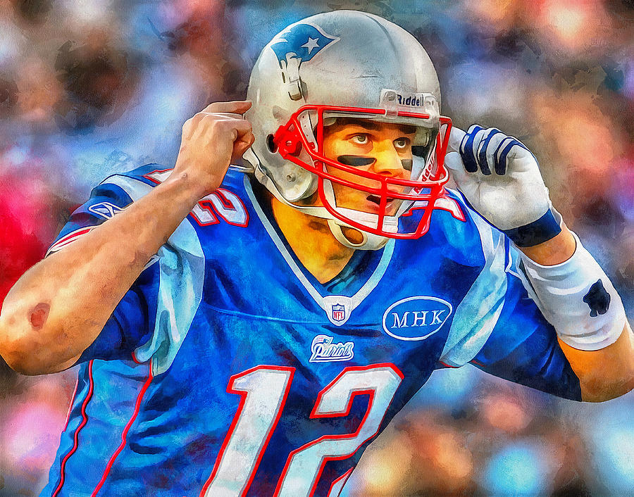 900x706 Tom Brady Audible Art Painting Painting By Andres Ramos - Tom Brady Painting