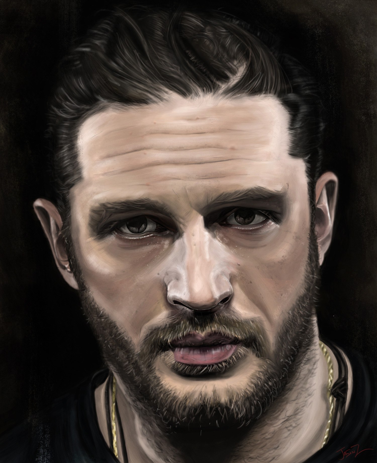 1500x1841 Tom Hardy Portrait Painting By Jason Z. - Tom Hardy Painting