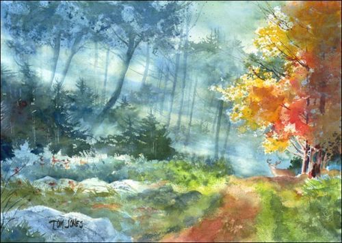 500x356 Tom Jones Deer Crossing Painting - Tom Jones Painting