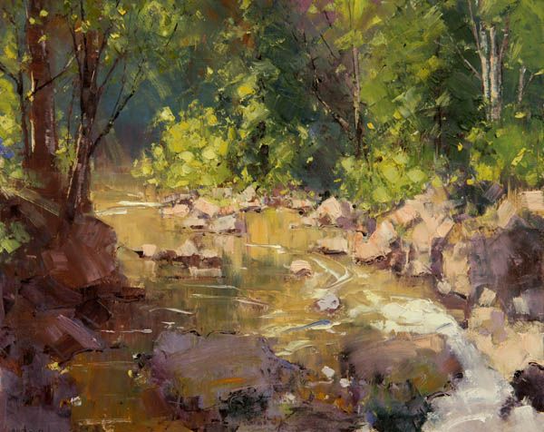 600x476 The Trout Pool Michigan Artist Tom Nelson Landscape Painting - Tom Nelson Painting