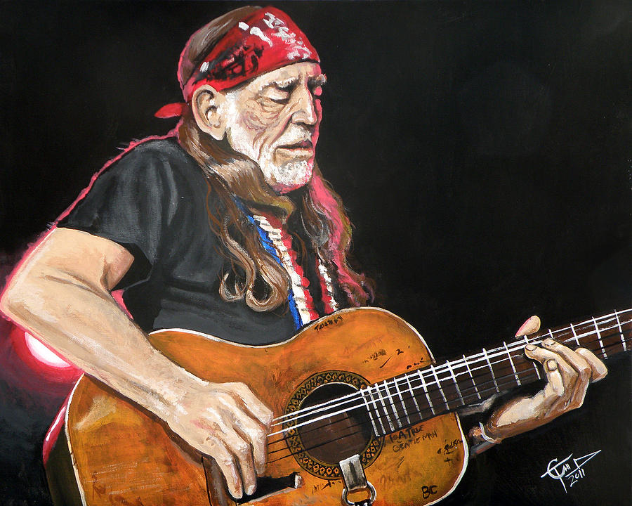 900x720 Willie Nelson Painting By Tom Carlton - Tom Nelson Painting