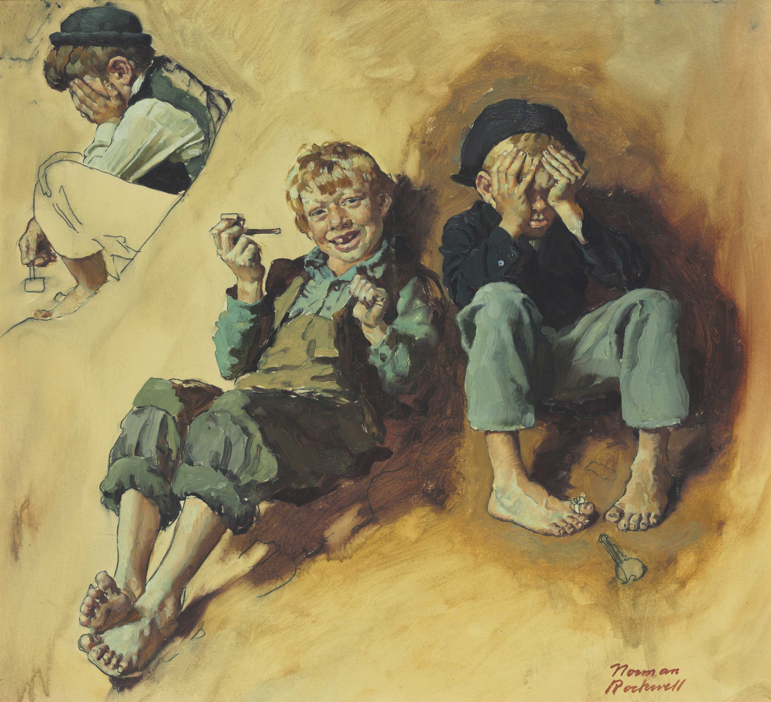 3200x2915 Norman Rockwell (1894 1978) Study - Tom Sawyer Painting