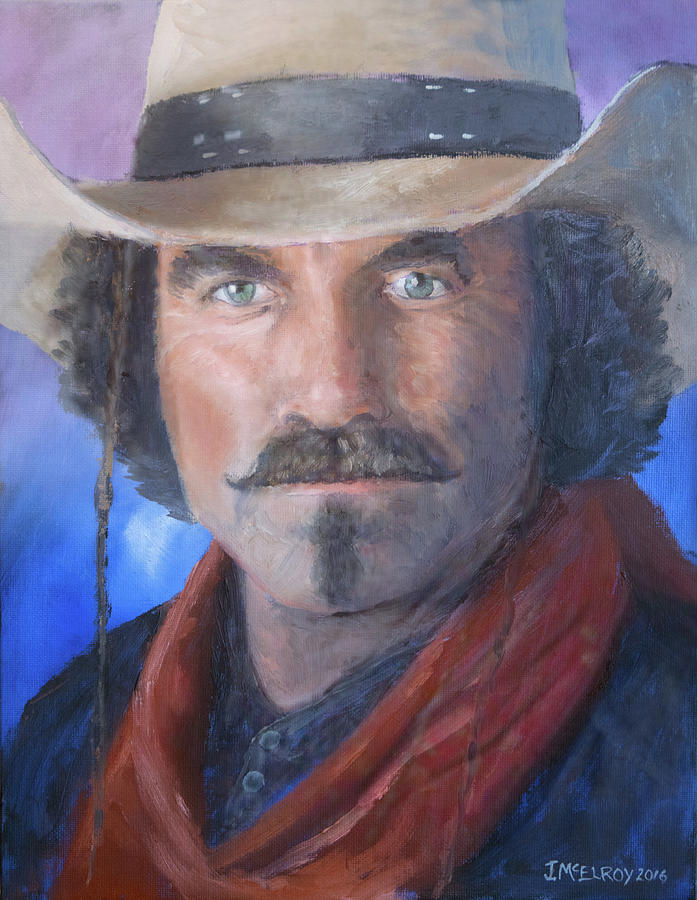 697x900 Quigley Down Under Painting By Jerry Mcelroy - Tom Selleck Painting