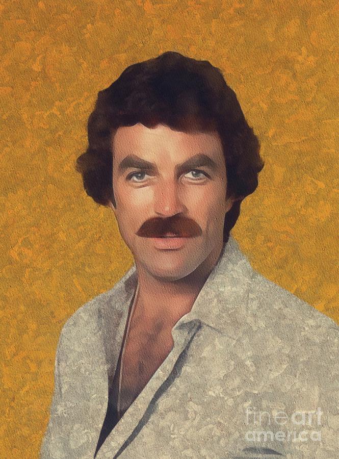 665x900 Tom Selleck, Hollywood Legend Painting By Mary Bassett - Tom Selleck Painting