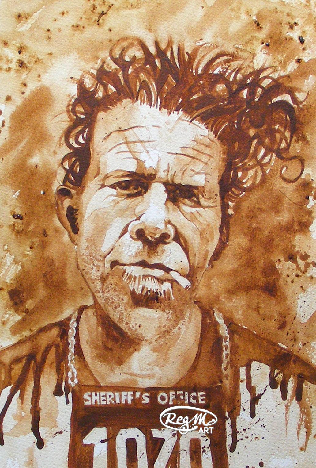 1032x1526 Tom Waits In Coffee Original Painting Reg M Art Studio - Tom Waits Painting