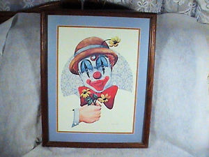 300x225 Tom Wood Clown Print, Bow Tie Clown, Signed Ebay - Tom Wood Painting