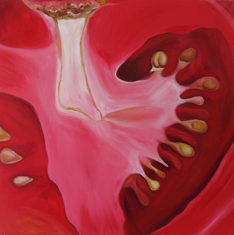 770x775 Saatchi Art Tomato Slice Painting By Annie Donlin - Tomato Painting