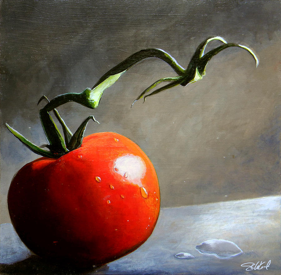 900x882 The Lone Tomato Painting By Steve Goad - Tomato Painting