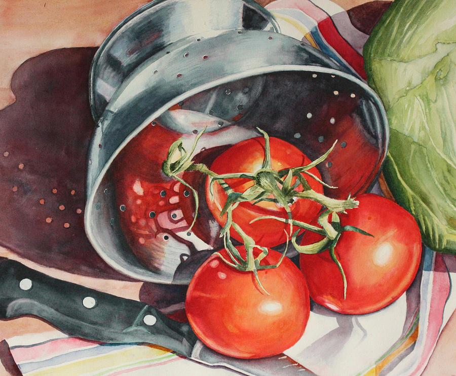 900x741 Tomato Reflections Painting By Marsha Chandler - Tomato Painting