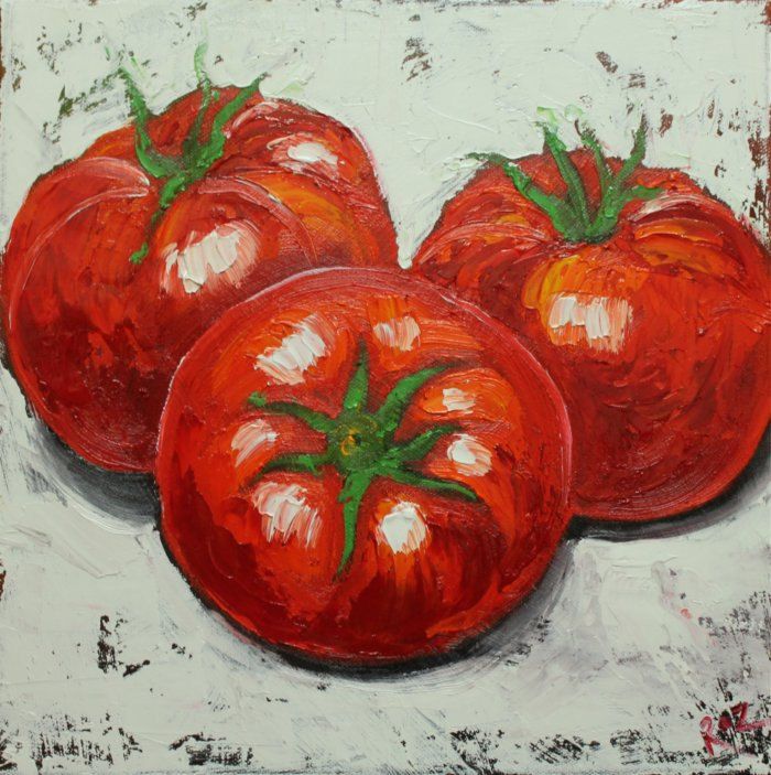 700x703 Tomato Painting 1 12x12 Inch Original Still Life Oil Painting - Tomato Painting
