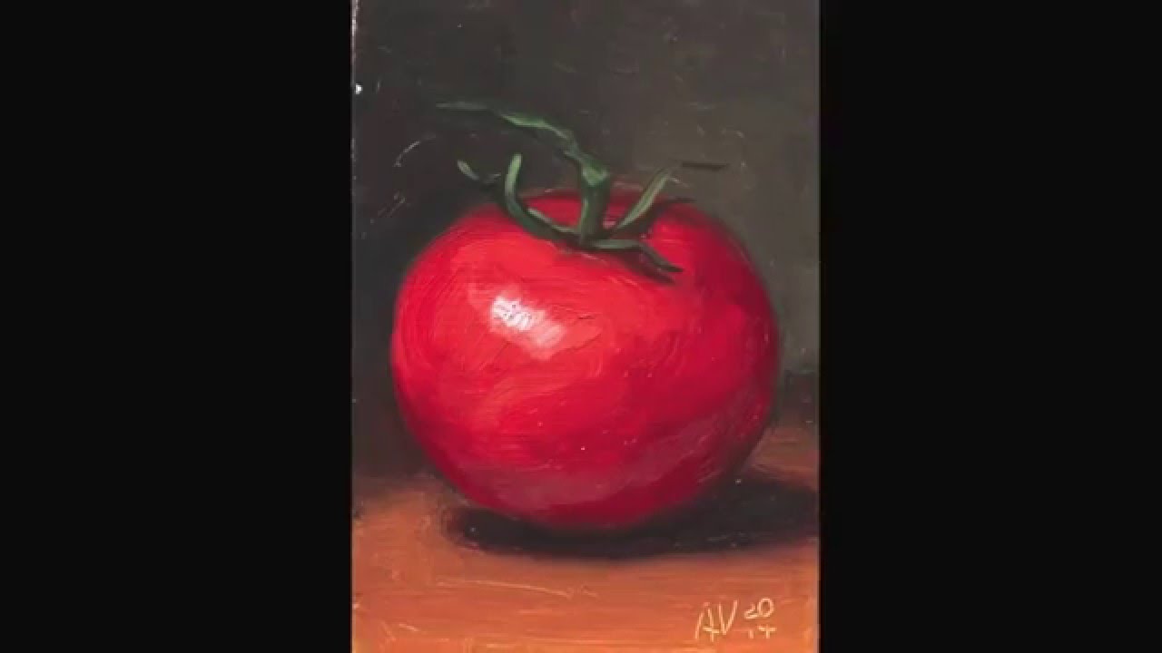 1280x720 Tomato Still Life Oil Painting Demo - Tomato Painting