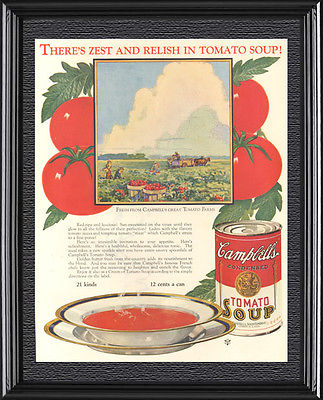 323x400 Vtg 1920's Campbell's Tomato Soup Farm Farming Farm Painting Art - Tomato Soup Painting