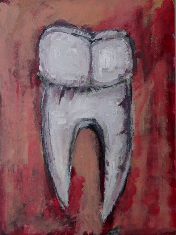 570x760 Red And Orange Painting Of A Tooth - Tooth Painting
